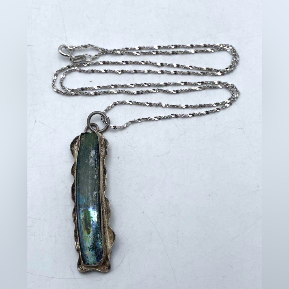 Roman Glass, Sterling Silver Necklace